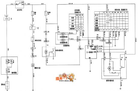 Vizi saloon car brake light, backup light, wiper and scrubber circuits