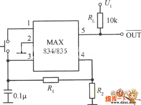 The typical application circuit of MAX834/835