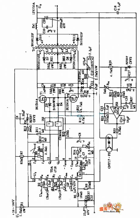 The 80v—12v／10A DC voltage converter circuit (2)