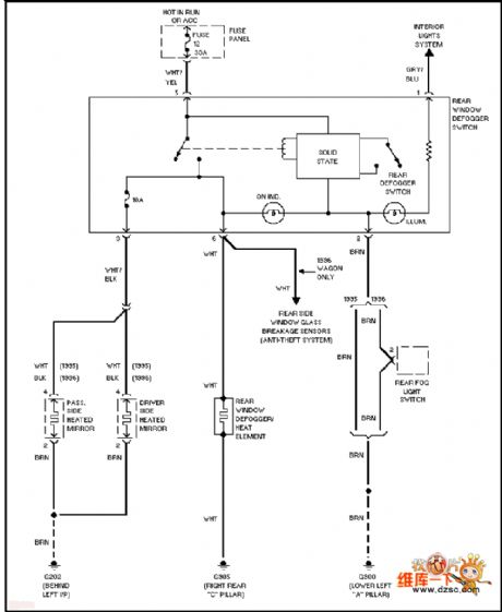 The Audi (non-aerial amplifier ) defroster circuit