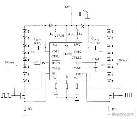 LT3486 Automobible LED Driver Circuit