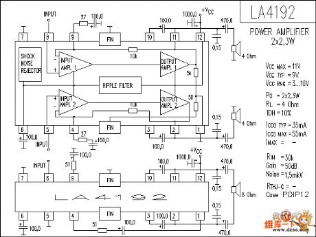 LA4192 audio IC circuit diagram