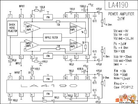 LA4190 audio IC circuit diagram