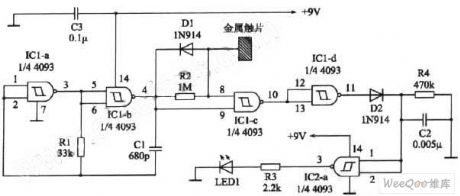 Principle and Circuit of Single Metal and Resistance Bridge Touch Switch