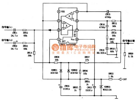 TA75558P wide band with double operational amplifiers circuit