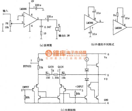 LM386 universal audio power amplifier circuit