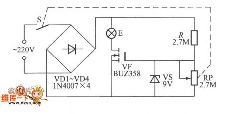 The simple V-MOSFET dimming lamp circuit