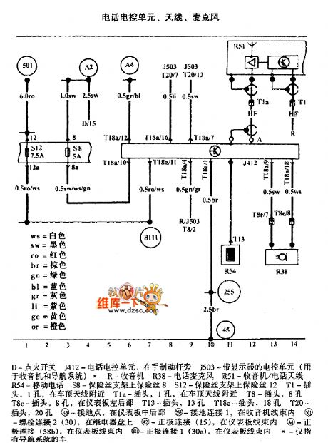 The Bora phone electric control unit, aerial, microphone circuit