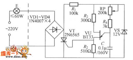 The single-way thyristor dimmer circuit triggered by single knot transistor