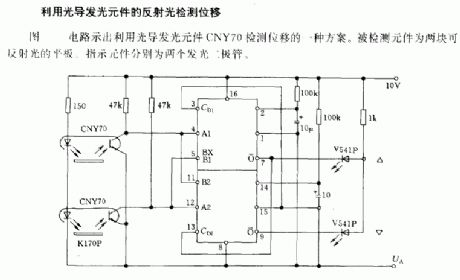 A circuit using the reflected light of photoconductive LED to detect displacement