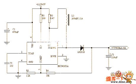 The 2.2~6V step-up circuit with the output of 7V