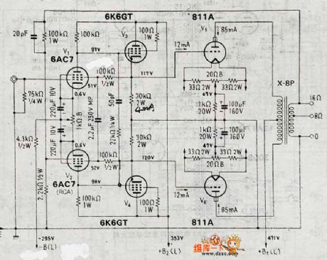 The 811A push-pull 30W power amplifier circuit