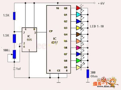 The 10-line chasing type flash circuit