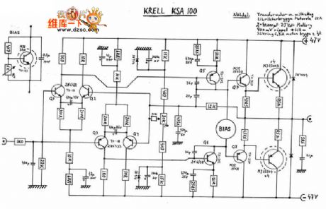 The KSA100 wiring circuit of Krell classical power amplifier