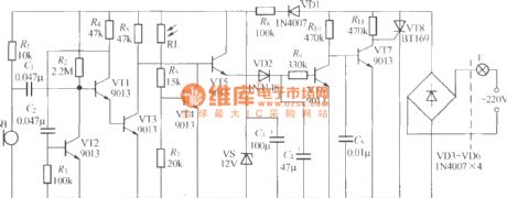 Discrete sound and light control stairs delay switch circuit(10)