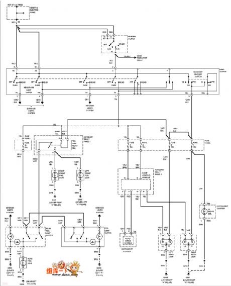 Audi (without DRL) headlamp and fog lamp circuit
