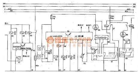The emission control and air conditioning schematic circuit of Toyota Land Cruiser 70 light-duty off-road vehicle