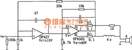 OPA502 hifi music center amplifition circuit