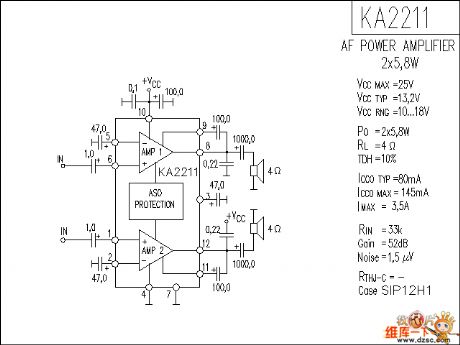 KA2211 audio IC circuit