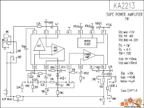 KA2213 audio IC circuit