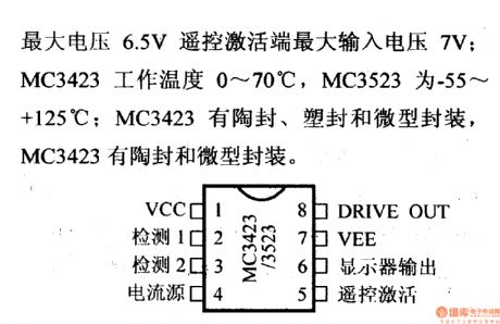 MC3423 overvoltage protection circuit, main features and pin of power monitor