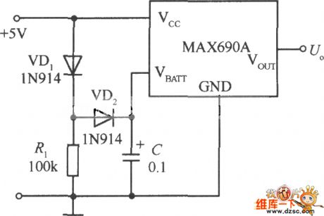 The circuit of impeding discharge of the capacitor
