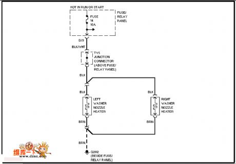 The Volkswagon windscreen washer heating circuit