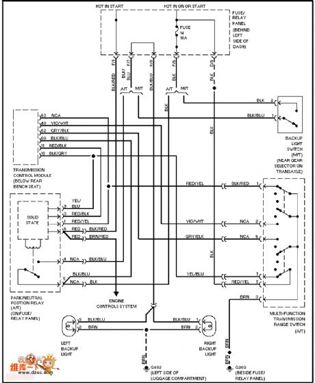 The Volkswagon back-up lamp circuit