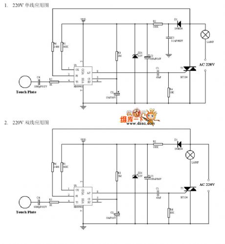 (Four-state) touching dimmer control circuit diagram