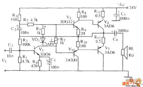 Complementary symmetry power amplifier circuit diagram