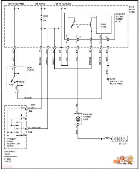 The Volkswagon big lamp washer circuit