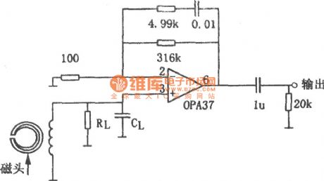 preamplifier(OPA37) circuit of NAB magnetic head