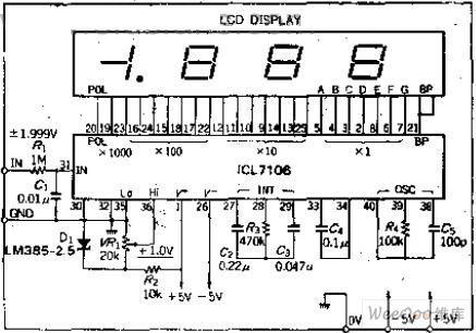 Low-power liquid crystal display 3 1/2 A-D converter circuit