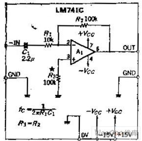 The circuit of DC inverting amplifier whose gain is decided by the ratio