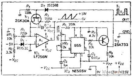 Sawtooth  Wave Generating Circuit with Optional Slope and Amplitude