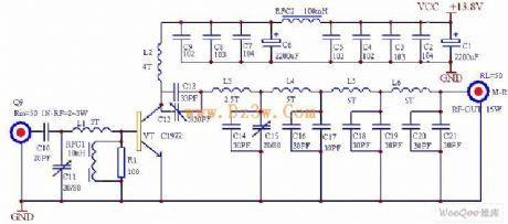 Amplifier Circuit of FM Transmitter Main Frequency Power
