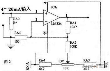 4-20 mA Input and 5 V Output I/V Switching Circuit of LM324