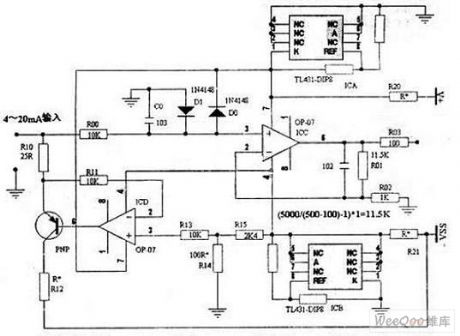 OP07 4-20mA Input or 5V Output I/V Converting Circuit