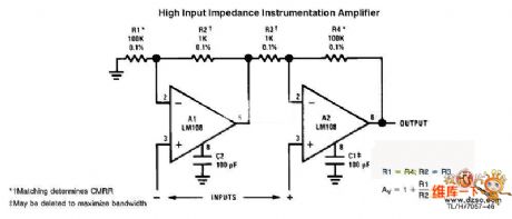 High input impedance instrumentation amplifier circuit
