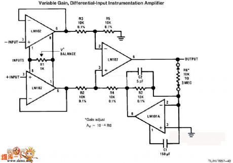 variable gain and differential-input instrumentation amplifier