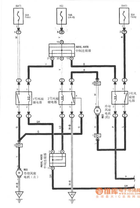 The Faw Toyota-Reiz cooling fan diagram