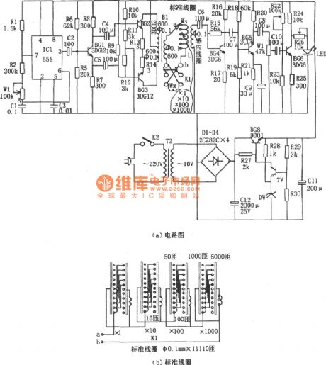 The simple coil turn number measuring instrument circuit
