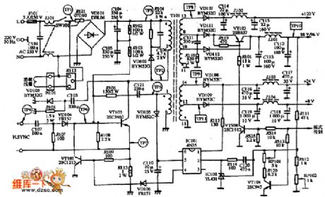 PCON CN-1402 type SVGA color display power supply circuit