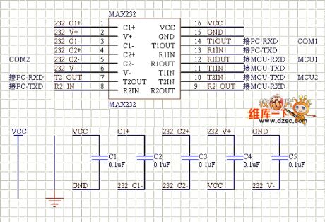 MAX232 connection circuit