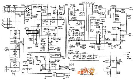 VGA color display ENVISION CM-335F type power supply circuit