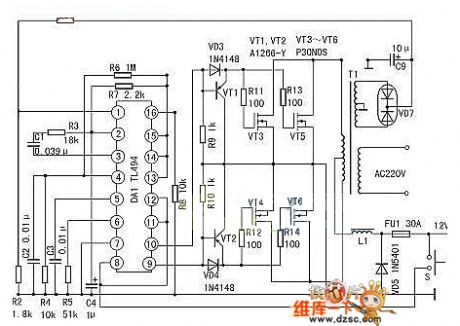 TL494 400W power voltage regulator inverter circuit