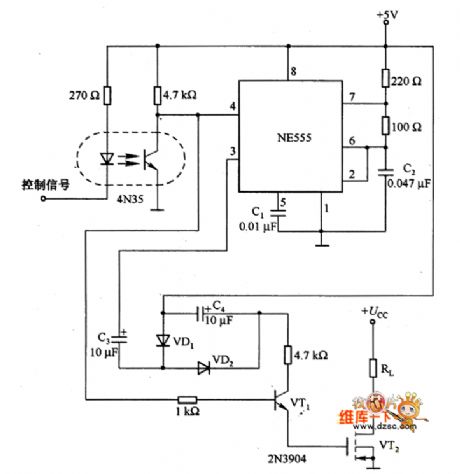 Logic level by NE555 and MOSFET interface circuit