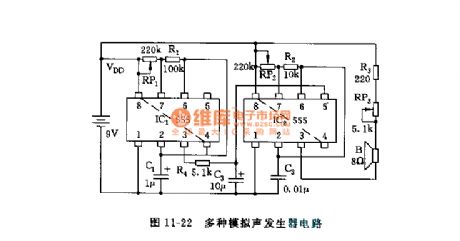 555 multi-analogue sound generator circuit