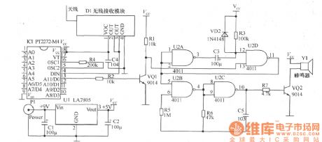 Wireless alarm circuit with multiple detection heads