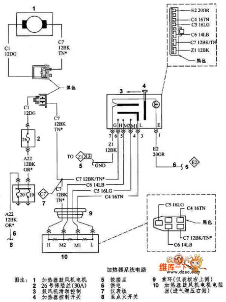 Dodge heater system circuit